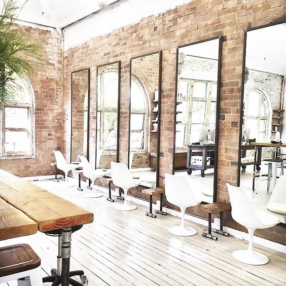 hairdressing salon with mirrors